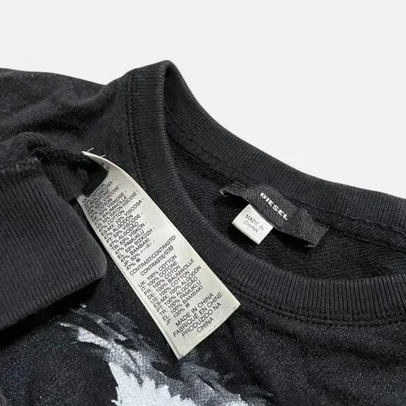 Diesel Black & White Floral Monochromatic Striped Sleeve 78 Back Sweater XXS - Picture 7 of 8